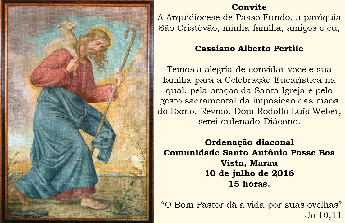 Arquidiocese celebra ordenação diaconal de Cassiano Pertile