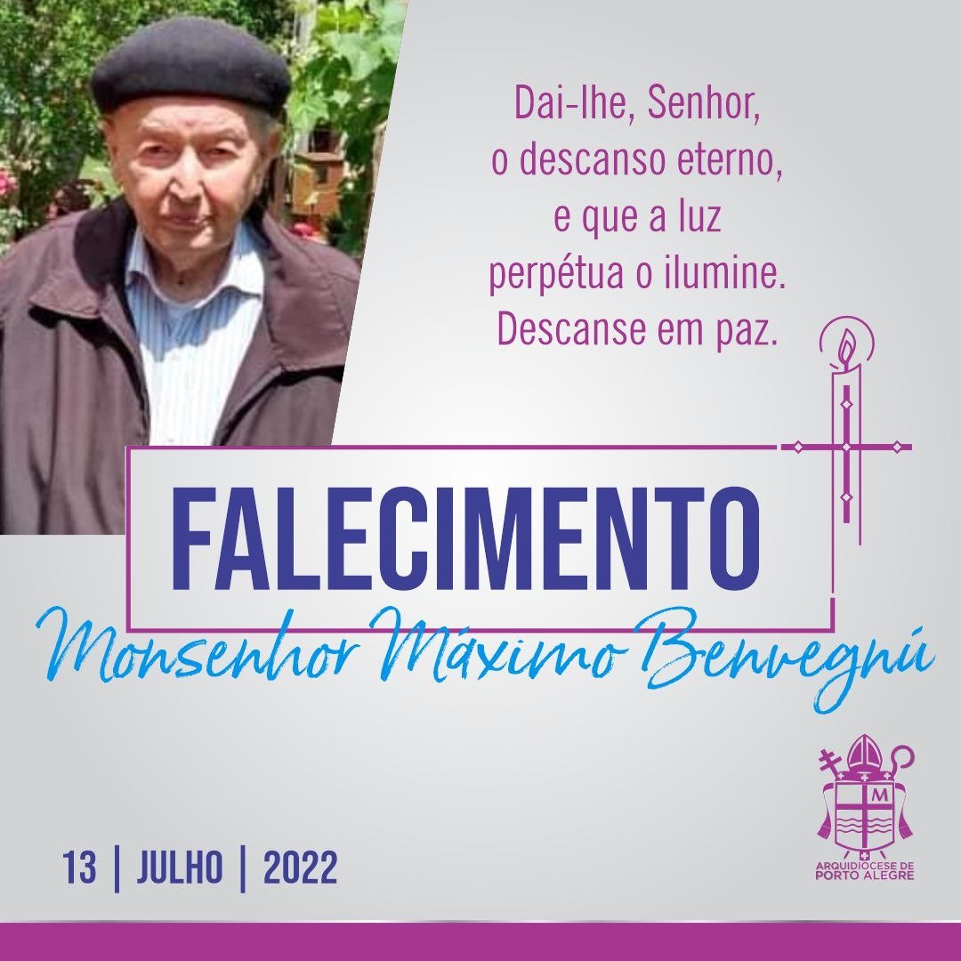 Arquidiocese de Passo Fundo lamenta o falecimento do Monsenhor Máximo Benvegnú 